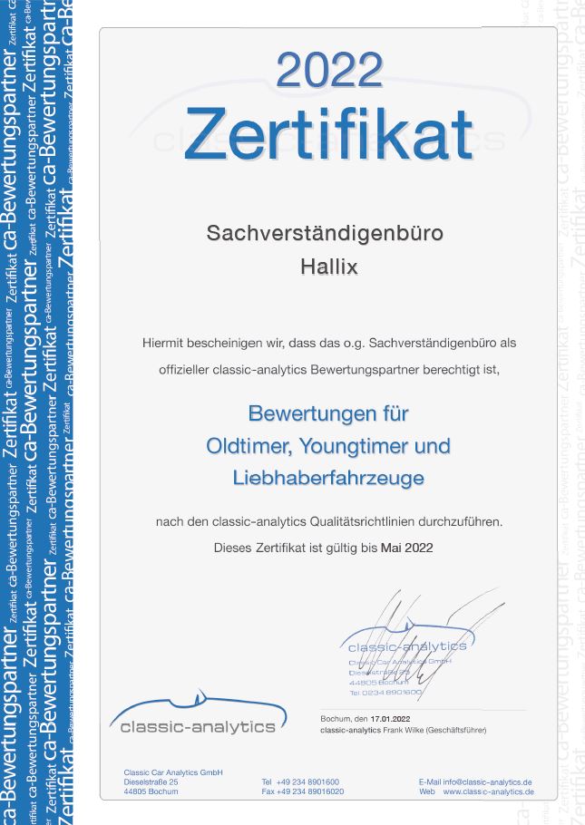 Classic Analytics Zertifikat