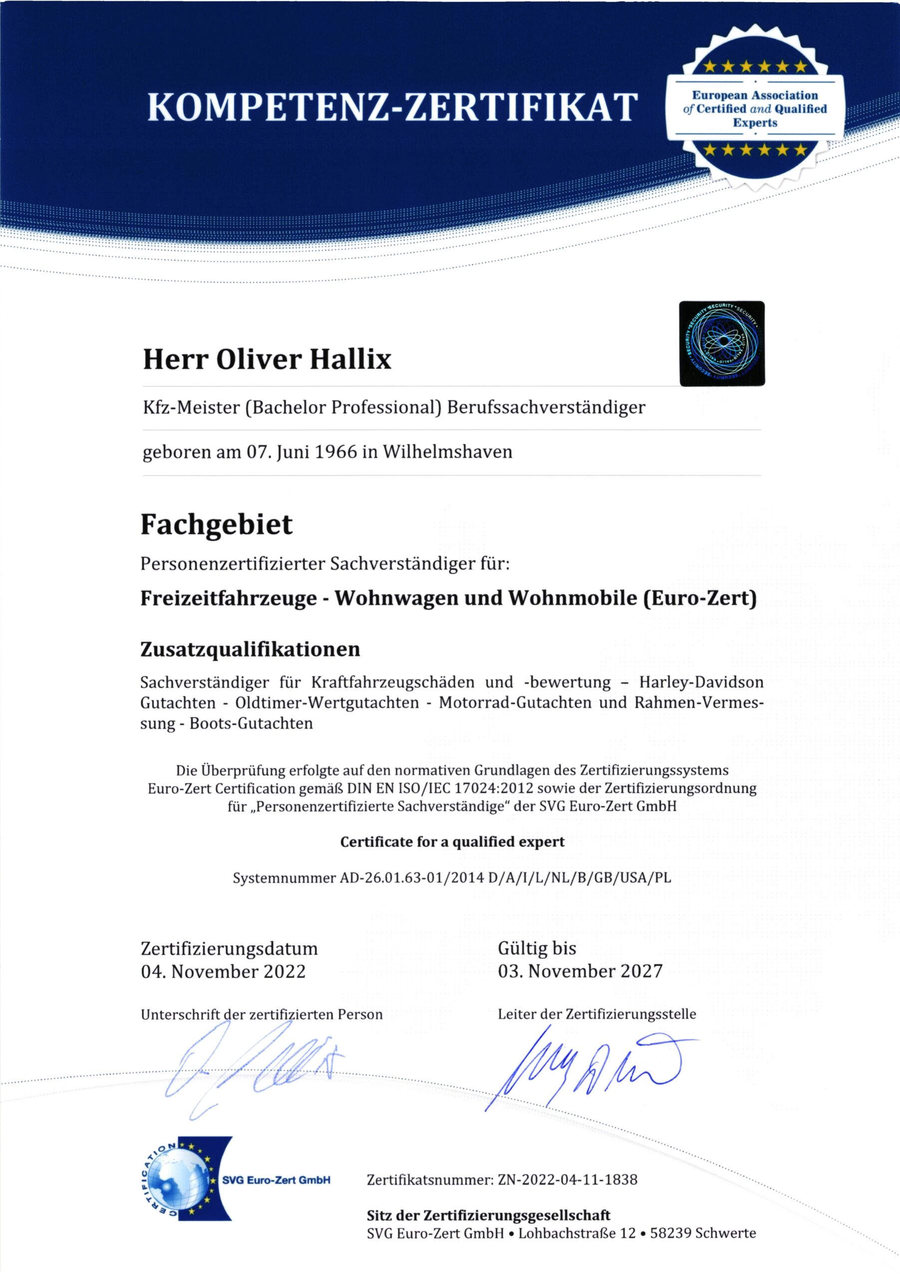 Classic Analytics Zertifikat